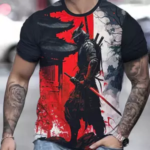 Mùa Hè 2026 Samurai Anime 3D In Thể Thao Nhanh Khô Thoáng Khí Nam Tay Ngắn Áo Top