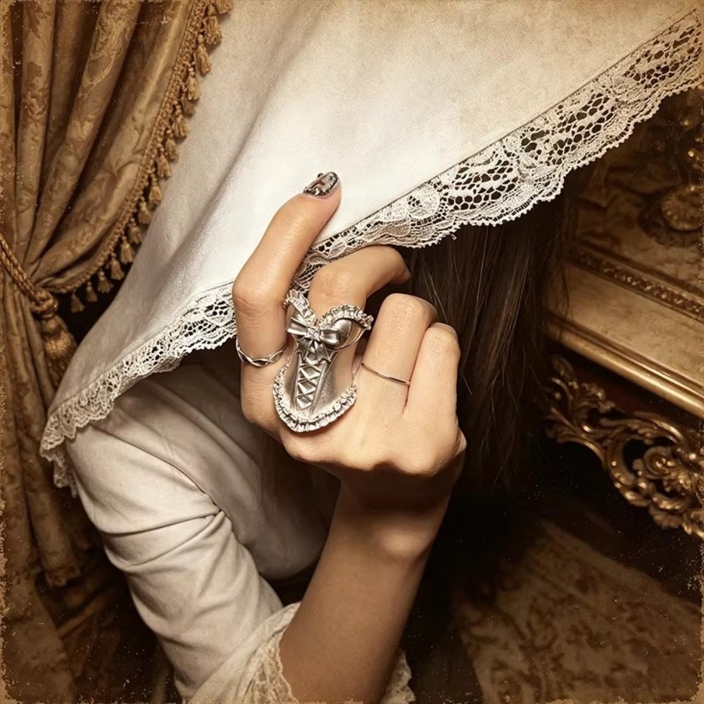 Nhẫn đeo tay IFANSIN, Nhẫn hình Corset có thể điều chỉnh hình học, Nhẫn công chúa nữ bằng kim loại thanh lịch dành cho nam nữ