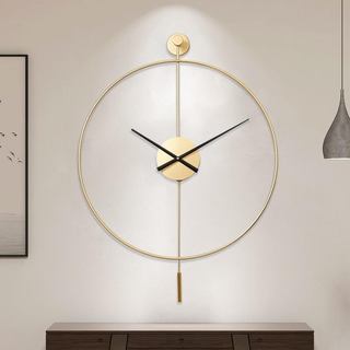 Đồng hồ treo tường cổ điển trang trí lớn có con lắc, Đồng hồ treo tường kim loại im lặng chống dính hiện đại cho phòng khách, phòng ngủ, học tập, văn phòng, 20 '' 23 "