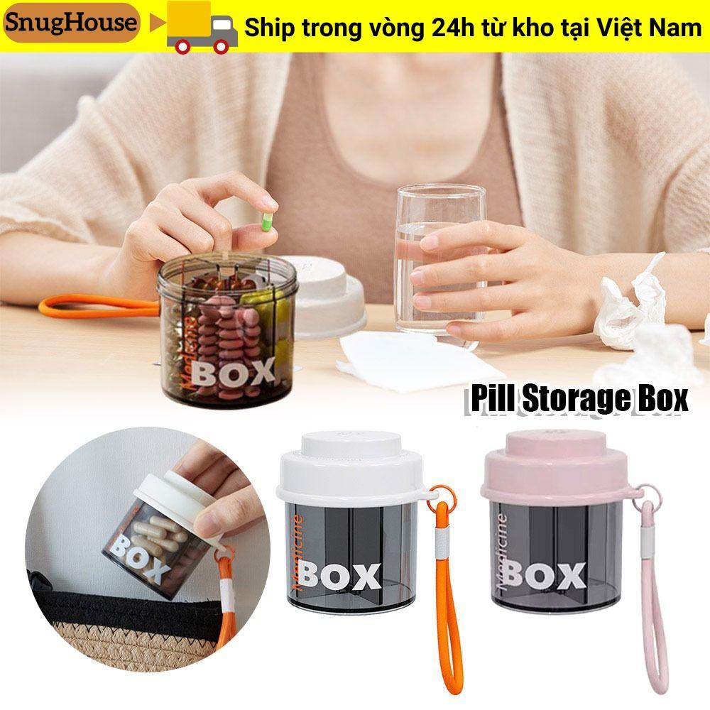 SNUGHOUSE Pill, Hộp đựng thuốc có dây buộc cửa sổ trực quan, có thể xoay được có nắp hộp đựng thuốc