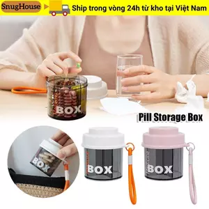 SNUGHOUSE Pill, Hộp đựng thuốc có dây buộc cửa sổ trực quan, có thể xoay được có nắp hộp đựng thuốc