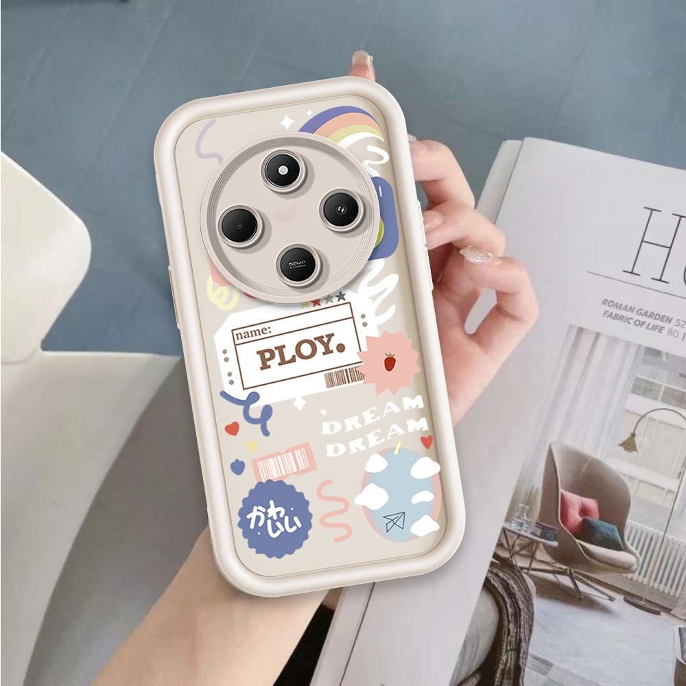 Ốp Lưng Cho Redmi 14C POCO C75 A4 Hoạt Hình Silicon Mềm Vỏ Điện Thoại TPU Nhãn Nụ Cười Hoa Thiên Thần Mắt Chống Sốc Ốp Lưng