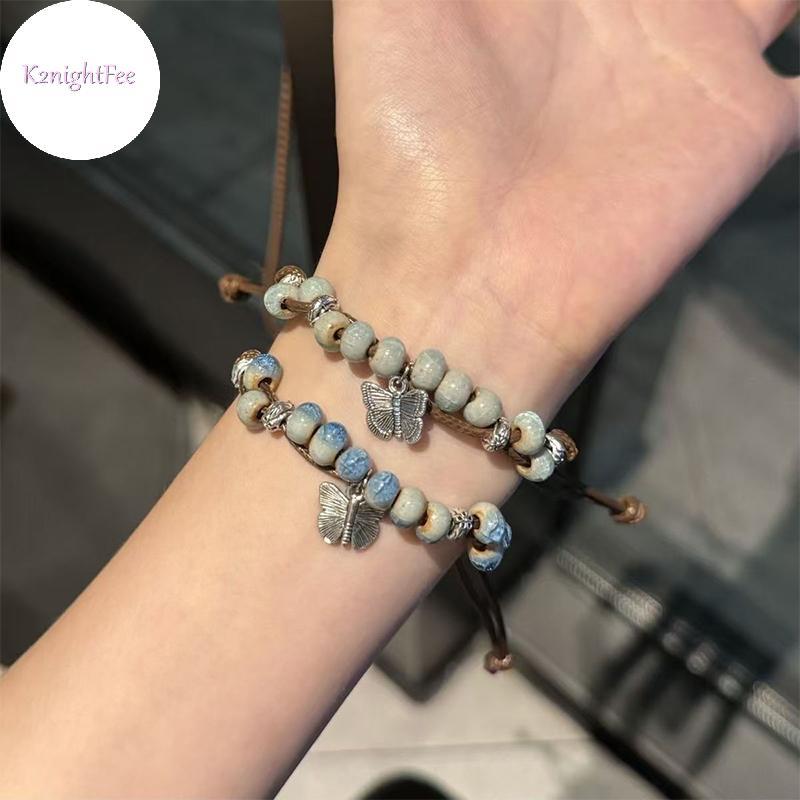K2nightFee Thủ Công Gốm Đính Hạt Vòng Tay Vintage Co Giãn Vòng Tay Thanh Lịch Retro Phong Cách Boho Có Thể Điều Chỉnh Vòng Tay Trang Sức Cho Nữ VN
