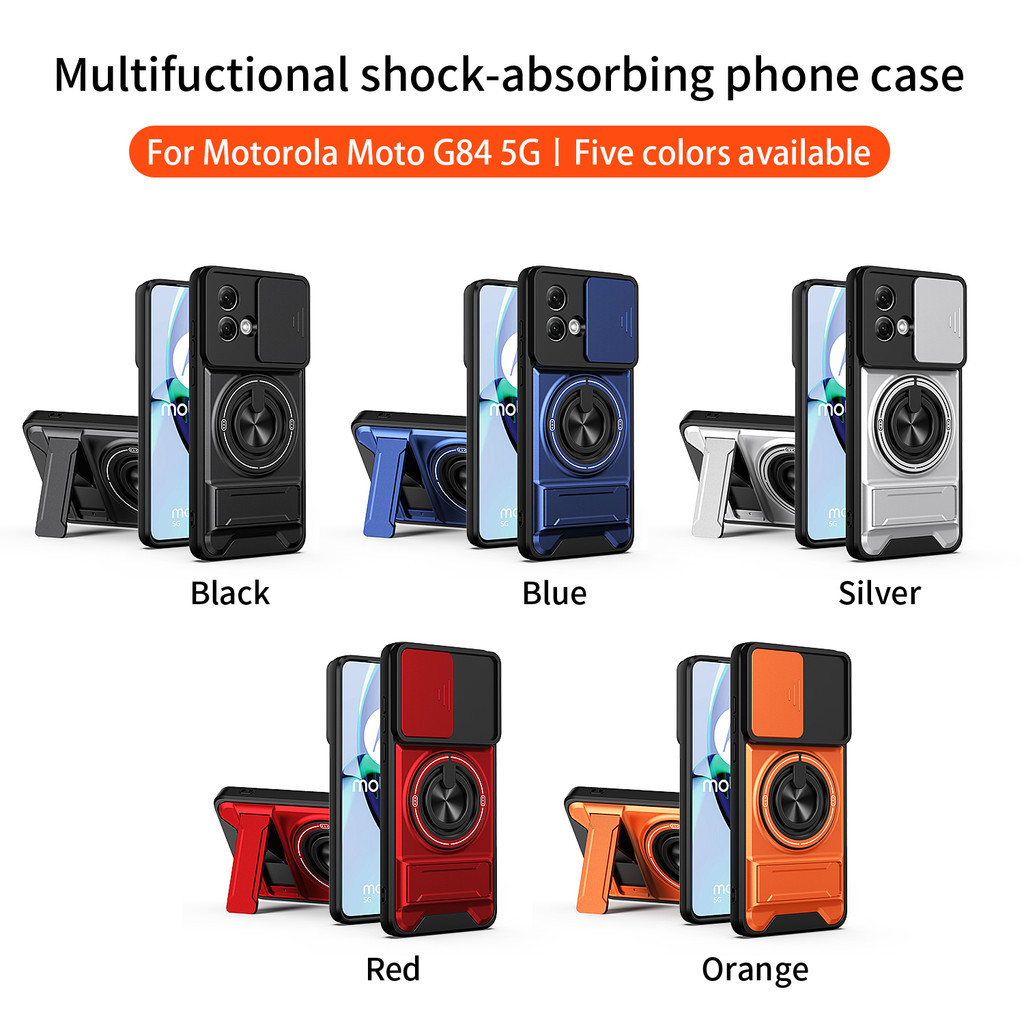Ốp Điện Thoại Đa Năng Sang Trọng Thích Hợp Cho Motorola G84 G54 G53 G13 G23 4G 5G Dây 360°Giá đỡ vòng có vỏ máy ảnh Vỏ bảo vệ toàn diện chống sốc