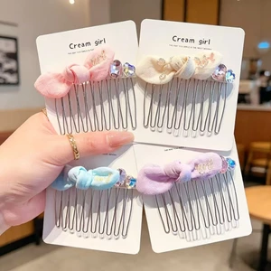 WHX-Bow-Upside Down Lược Chải Tóc Đầu Lâu Cao Cấp Kẹp Tóc Bé Gái Cao Cấp Tinh Tế Nổ Trán Bên Kẹp Tóc