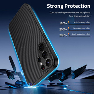 Vỏ từ tính bằng da bằng sợi Carbon cho Samsung Galaxy S25 Ultra S21 FE S22 S23 S24 Plus 5G Vỏ mờ sang trọng chống sốc Sạc không dây Vỏ chống sốc