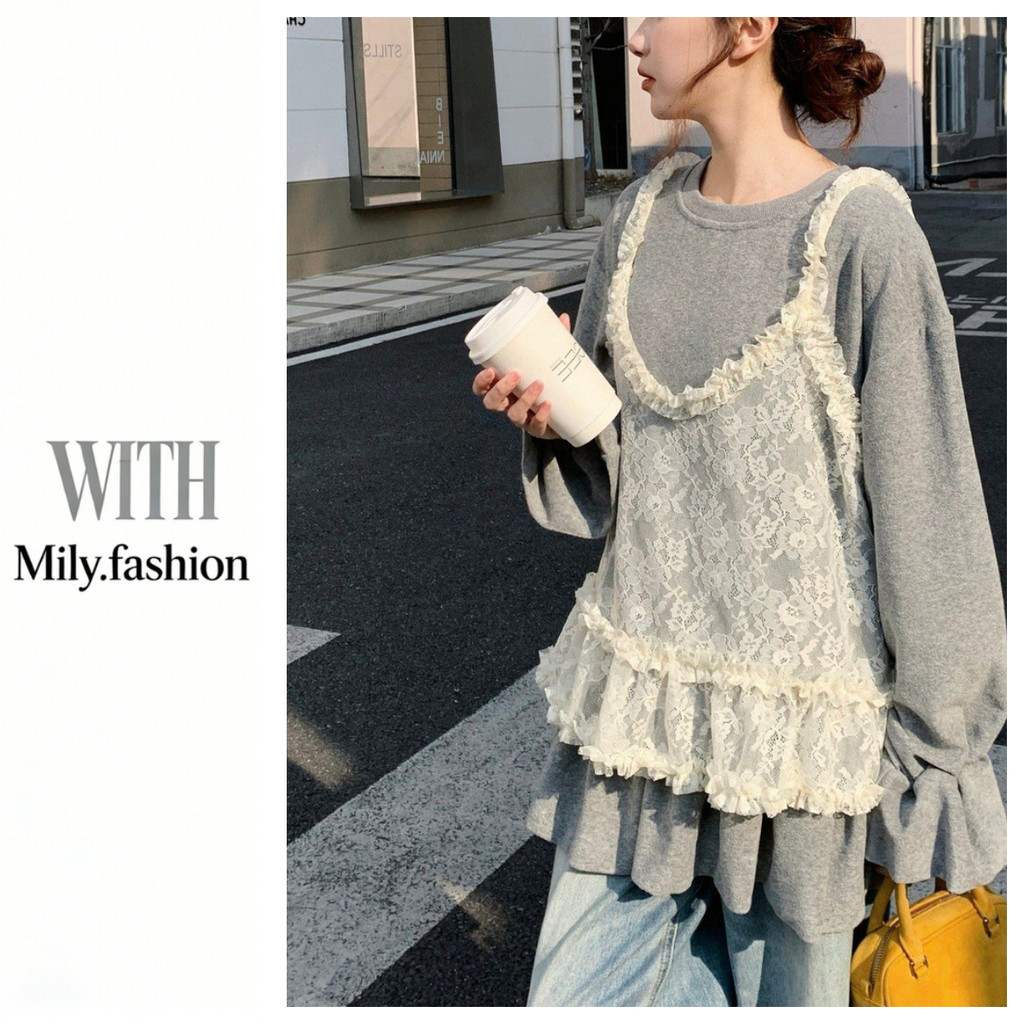Milyfashion Ba Lê Phong Cách Mới Đơn Giản Màu Trơn Tinh Tế Tất Cả Trận Đấu Ren Sling Lớp Mặc