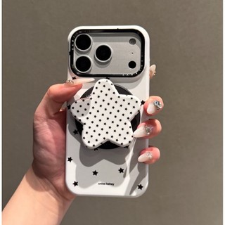 Sang Trọng Đáy Trắng Toàn Màn Hình Ngôi Sao Nhỏ Giá Đỡ Từ Tính Ốp lưng Thích Hợp Cho iPhone17 Pro Max 16 15 Pro Max Chống Sốc Bảo Vệ Camera Ốp Lưng Cứng Chống Rơi