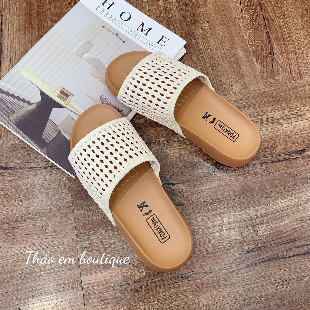 [Thảo Em- DL568] Dép lê nữ đế mềm 3p mũi tròn quai lưới thoáng mát.