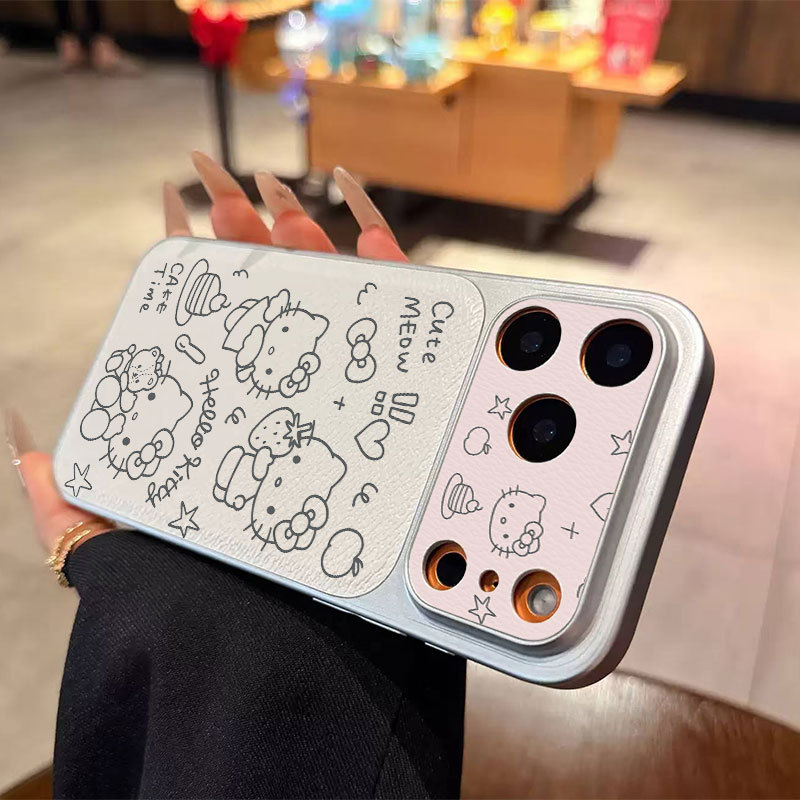 Ốp lưng iPhone Hello Cat Luck Bao da mềm cao cấp đựng máy ảnh - iP 7/8/X/XS/XR/11/12/13/14/15/16/17/Plus/Air/Pro/Max