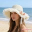 Mũ chống nắng ống hút nữ thoáng khí Thiết kế ren hoa trang trí phong cách Mũ đi biển vành rộng