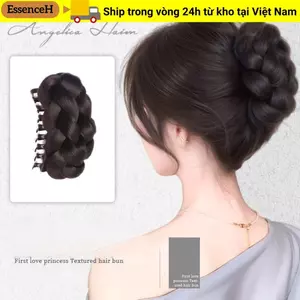 ESSENCEH Bun Head Tóc Giả, Kẹp Tóc Nâu Tự Nhiên, Phụ Kiện Tóc Lông Tơ Tổng Hợp Màu Đen Thời Trang