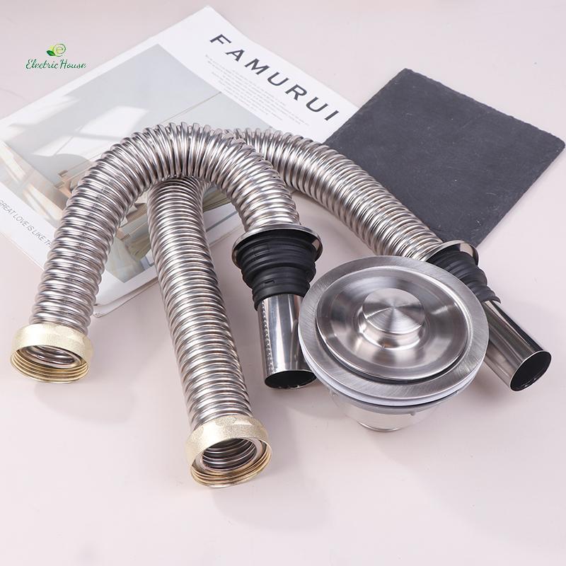 [Nhà Điện] Bồn Rửa Nhà Bếp Phòng Tắm Bằng Thép Không Gỉ 40 / 60cm Siphon Xả Chất Thải Ống Linh Hoạt Nhà Ống Thoát Nước Có Thể Thu Vào mới