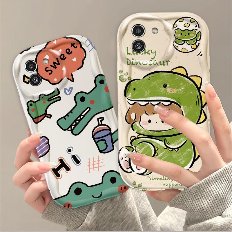 Thích hợp cho Samsung A03 3D Thẩm mỹ TPU mềm hình khủng long dễ thương Vỏ điện thoại chống sốc