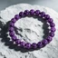 Vòng tay đính cườm thạch anh tím - Hạt đá tím tự nhiên - Trang sức bình tĩnh chống lo âu - Handmade Unisex