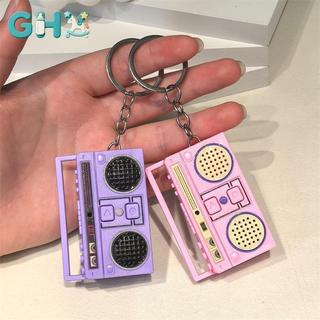GHX 1 Miếng Mini Ghi Âm Mặt Dây Chuyền Sáng Tạo Ngộ nghĩnh Mini Đài Phát Thanh Đồ Chơi Âm Nhạc Túi Cổ Điển Trang Trí Móc Khóa Cặp Đôi Quà Tặng VN