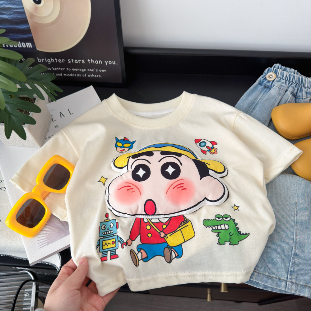 Ba Chiều Pinchable Búp Bê Trẻ Em Áo Thun Tay Ngắn Cotton Nguyên Chất Mùa Hè Top 80-180 Size M4YJ