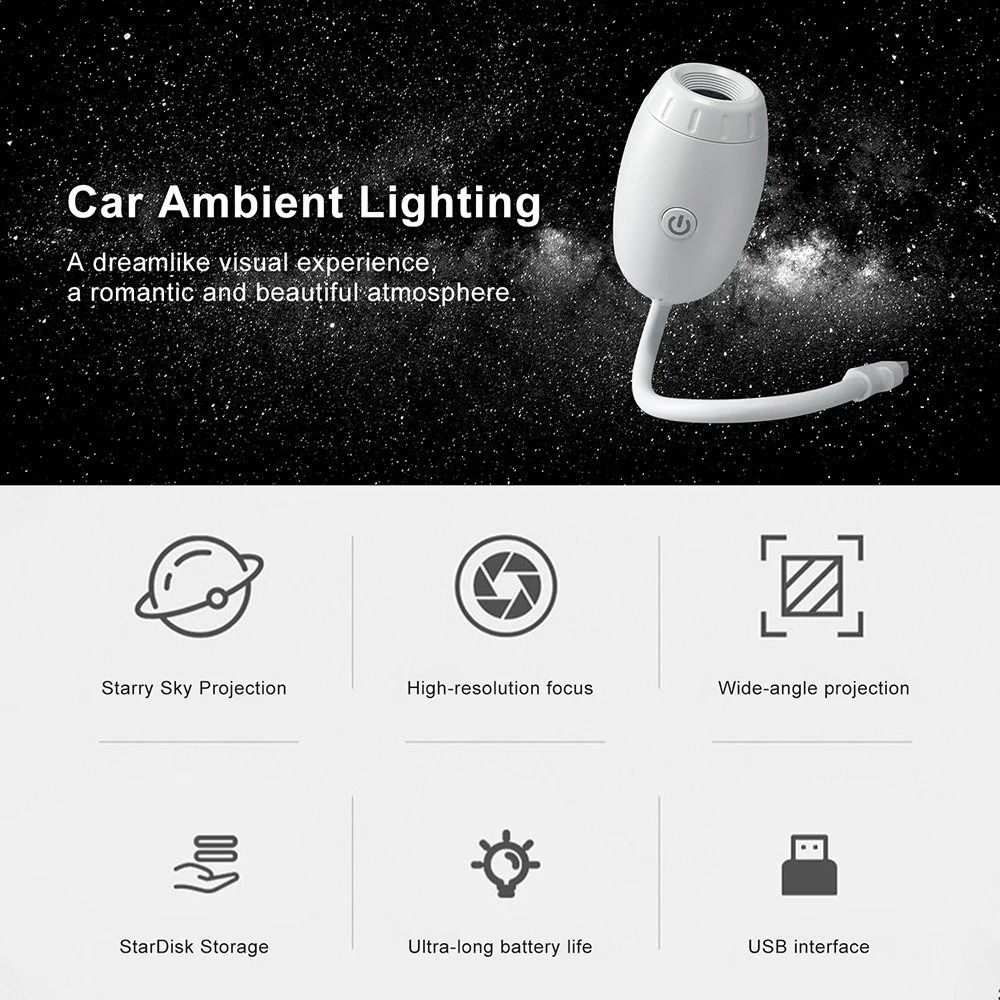 Đèn LED bầu trời đầy sao AWNGD, Máy chiếu Galaxy chạy bằng USB lấy nét có thể điều chỉnh, Chiếu phạm vi lớn 5V1A Đèn chiếu sao Thổ Trang trí chơi game tại nhà