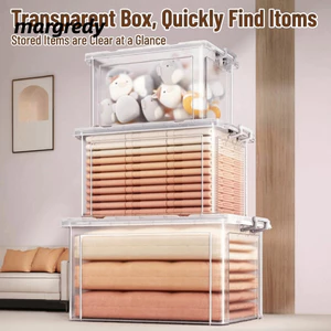 Dụng cụ sắp xếp bằng nhựa MARGREDY, có nắp Thùng lưu trữ trong suốt, Tay cầm kéo hạng nặng đa năng Thùng có thể xếp chồng lên nhau không chứa BPA Văn phòng tại nhà