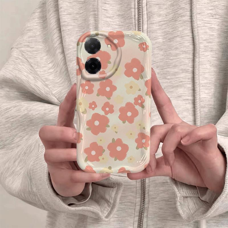Vỏ Cho Redmi A5 POCO C71 Vỏ Kem Hoạt Hình Cặp Đôi Hoa Mềm TPU 3D Sóng Silicon Vỏ Điện Thoại