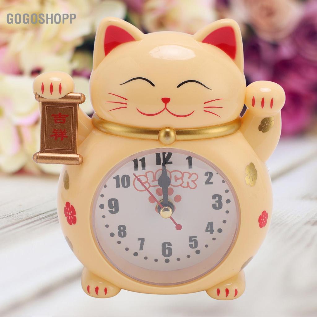 gogoshopp TOPINCN Đồng hồ để bàn Mèo may mắn Học sinh Trẻ em Báo động bằng nhựa Phim hoạt hình dễ thương Tốt cho phòng văn phòng tại nhà Trang trí du lịch Kawaii (YF2025D)