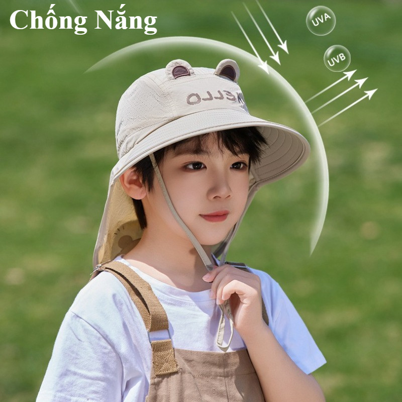 【SKISOPGO】Mũ Chống Nắng Trẻ Em Hình Capybara,Ngăn Tia UV, Vải Nhanh Khô, Thoáng Khí,Chống UV Cho Bé 1–8 Tuổi