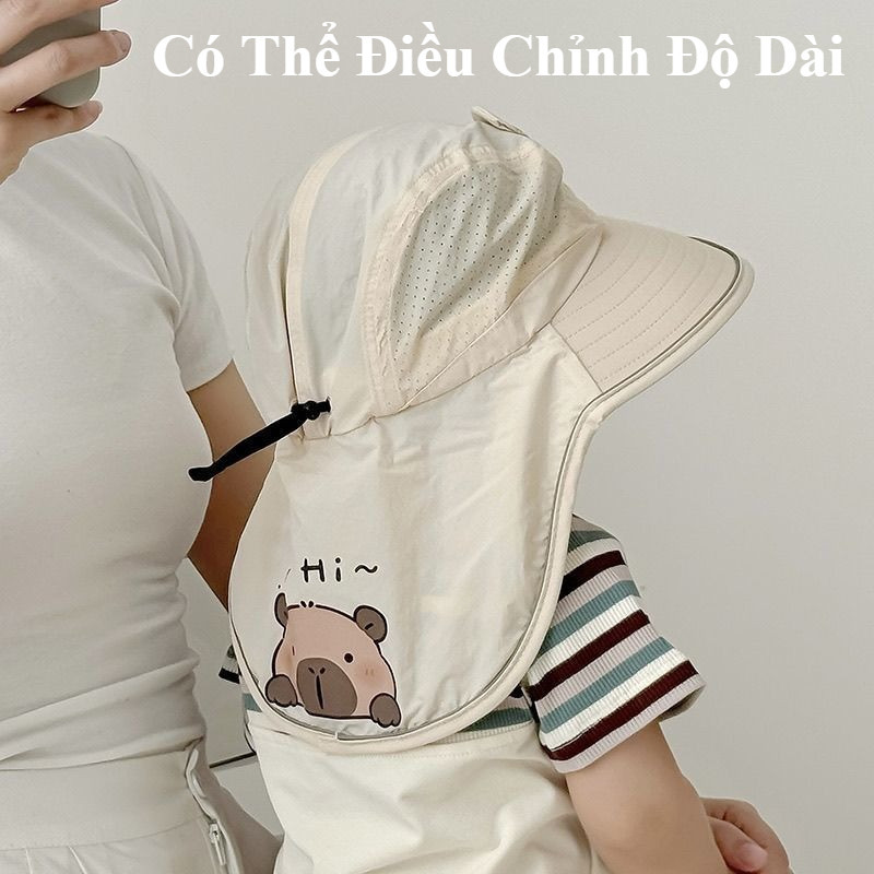 【SKISOPGO】Mũ Chống Nắng Trẻ Em Hình Capybara,Ngăn Tia UV, Vải Nhanh Khô, Thoáng Khí,Chống UV Cho Bé 1–8 Tuổi