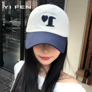 YIFEN Mũ bóng chày màu đỏ thêu tình yêu chất lượng cao Nữ phiên bản Hàn Quốc ins Mũ làm trắng chu vi đầu lớn vành rộng