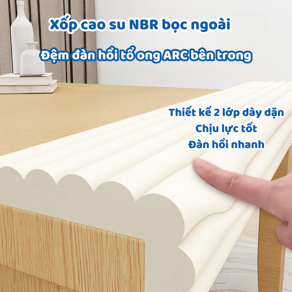 Dải Xốp Bảo Vệ Góc Cạnh HomeMate 2M – Dán Chống Va Đập Cho Bé, Xốp Bọc Cạnh Bàn Không Hại Tường