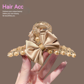 Mới Pháp Ánh Sáng Sang Trọng Ngọc Trai Nơ Lấy Kẹp Nữ Cao Cấp Cảm Thấy Lớn Đầu Lưng Full Tấm Tóc Cá Mập Kẹp Tóc Phụ Kiện Tóc
