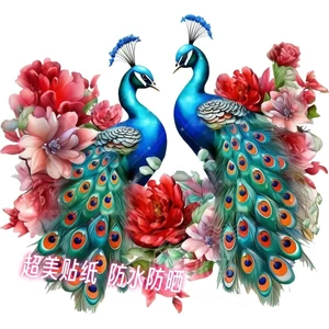 Đẹp Con Công Hoa Hồng Miếng Dán Tường Phòng Ngủ Phòng Khách Tủ Cửa Hành Lang Trang Trí Phòng Tắm Miếng Dán Chống Thấm Nước