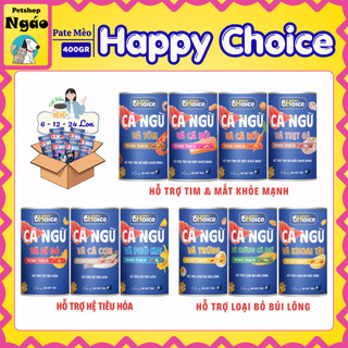 [ 6 - 12 - 24 Lon ] Pate Cho Mèo HAPPY CHOICE Lon 400g - 100% Thịt Thật, Hỗ Trợ Tiêu Hóa & Búi Lông