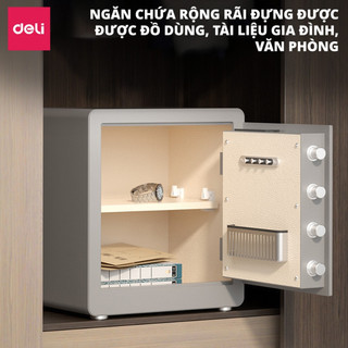 [MUA 1 TẶNG 1] Két Sắt Deli Mới 2026 Két Sắt Thông Minh Mở Khóa Vân Tay Lót Da Pu Cao Cấp 2 Ngăn Chứa Rộng Rãi