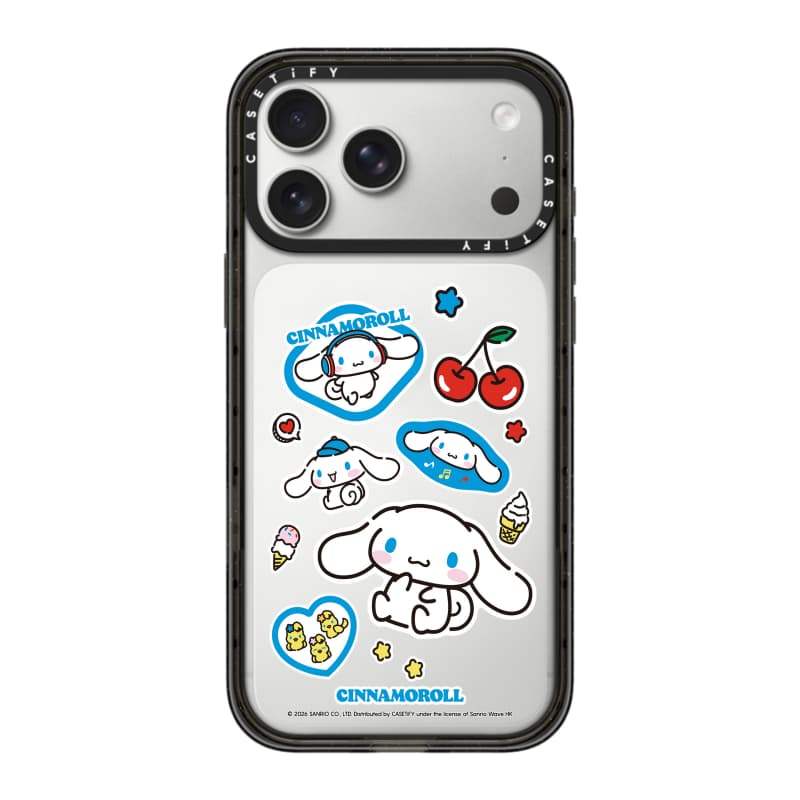 CASECASE X Cinnamoroll Sticker Case Đen / Xanh da trời / Hồng Bộ sưu tập kẹo Fizz Màu sắc trong suốt cứng từ tính Vỏ tác động cho Apple IPhone 13 14 15 16 17Pro Max Plus Có hộp