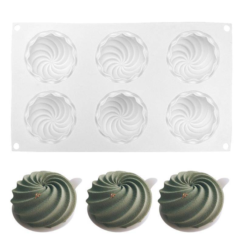 [G & Y-t] Khuôn làm bánh silicon kim cương xoắn ốc 6 khoang Kết cấu xương rồng Mousse Chảo tráng miệng Khuôn nướng bánh linh hoạt cho bữa tiệc tại nhà Vui nhộn [Mới]