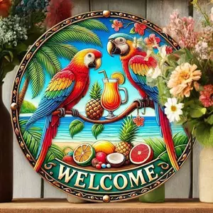 CIFbuy Retro Tín Hiệu Vẹt Bãi Biển Kim Loại Poster Treo Tường Nghệ Thuật Trang Trí