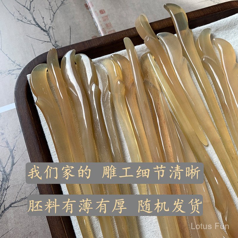 Thủ công hai mặt điêu khắc sừng trâu trâm cài tóc cao cấp cảm giác kiểu Trung Quốc đơn giản cổ điển khí chất búi tóc trang sức