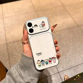 Ốp Da PU Crayon Shin-chan Phong Cách Hàn Quốc Cửa Sổ Lớn Cho OnePlus 15 13 13R 12 12R 11 11R ACE 6 5 Racing Ultra 3 3V 2 2V 5G 4G Vỏ Thẩm Mỹ Hoạt Hình