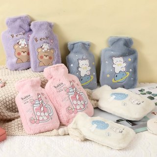 Bình Nước Nóng Lông Thỏ Bao Nhiệt Gói Kinh Nguyệt Giảm Đau Hoạt Hình Dễ Thương 500Ml 750Ml