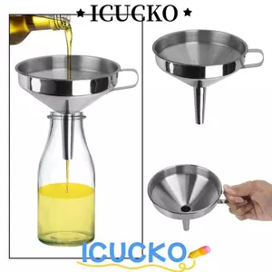 Phễu thép không gỉ ICUCKO, Bộ lọc dầu ăn gia vị Phễu lọc miệng rộng, Phễu Mini kim loại Công cụ tràn dầu với bộ lọc có thể tháo rời để đóng hộp