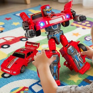 Biến Đổi Robot Đồ Chơi Ô Tô Quán Tính Kéo Lại Đèn Âm Nhạc ABS Quà Tặng Sinh Nhật Trẻ Em