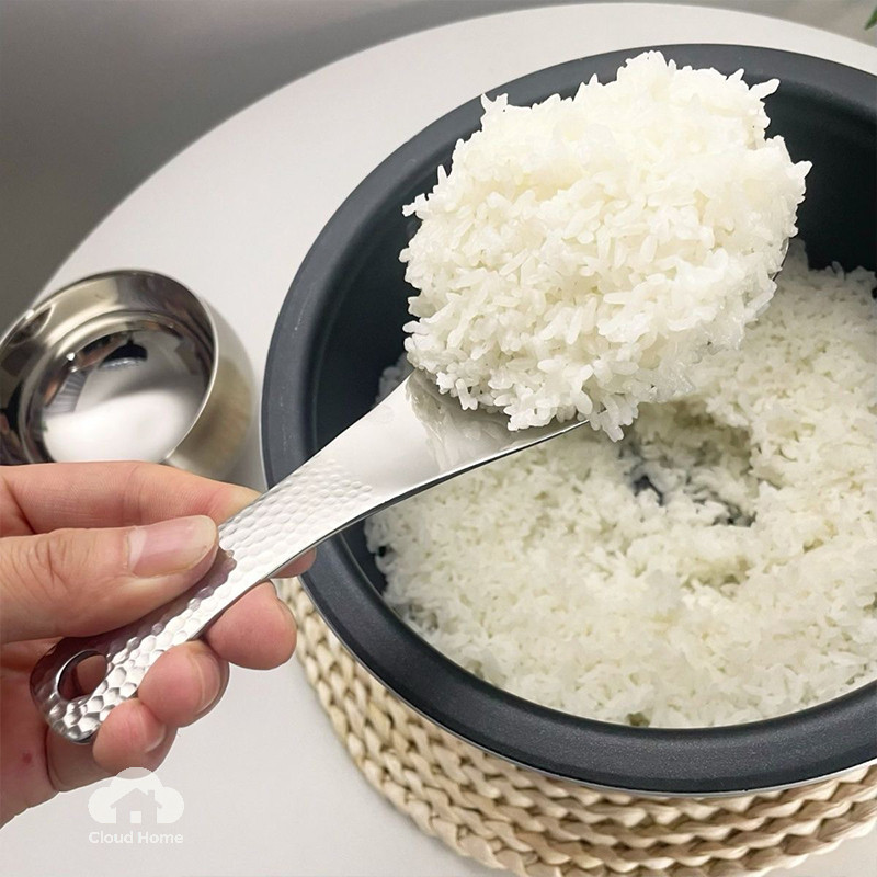 🌤️COD🌤️Thìa đơm cơm inox chống dính - Tay cầm dài, dùng tốt cho cơm và sushi
