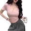 Ins Pure Desire Phong Cách Ngắn Tay Ôm Cổ Chữ U Đáy Áo Thun Ngắn Nữ Lộ Xương Đòn Thấp Tay Ngắn Top Nữ Hợp Thời Trang26042806