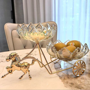 Sáng tạo Châu Âu Entry Lux Crystal Glass Double Deck Fruit Plate, Đơn giản Phòng khách Dim Sum Plate