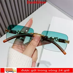 Kính râm thiết kế Cheetah DUSKGLOW, Kính râm cắt cạnh không vành bằng kim loại độc đáo, Kính râm hình chữ nhật UV400 mát thời trang dành cho nữ và nam giới