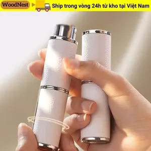 Hộp đựng chất lỏng WOODNEST 8 ml, Máy phun nước hoa Mini có thể đổ lại, Máy ép quay bằng da cao cấp di động Loại lót Hộp đựng mỹ phẩm bằng kính Quà tặng