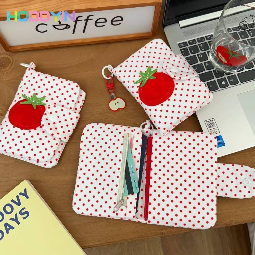 Hộp đựng hộ chiếu HOBBYIN, Túi đựng hộ chiếu chấm bi cà chua hoạt hình, Ví đựng thẻ tín dụng đa chức năng cầm tay siêu mỏng dễ thương Phụ kiện du lịch