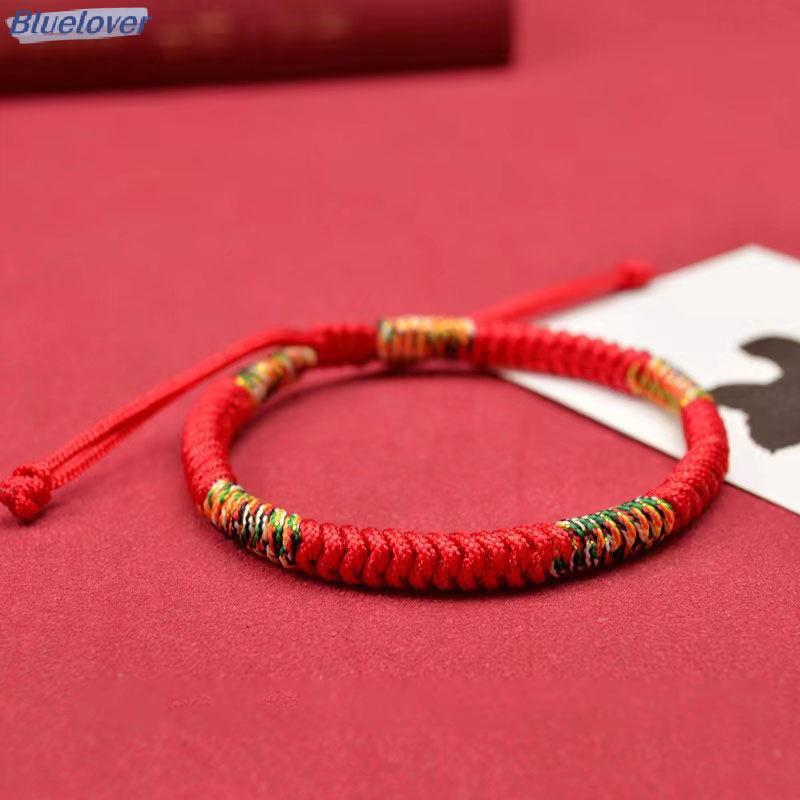 Bluelover Phật Giáo Tây Tạng Luy Vòng Tay Unisex Bện Có Thể Điều Chỉnh King Kong Nút Dây Đỏ Vòng Tay Dành Cho Nam Nữ Cặp Đôi Pulsera Mới