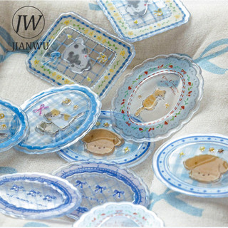 JIANWU Người Yêu Đĩa Nhỏ Series Vintage Ren Biên Giới Phong Cảnh Chất Liệu Cắt Dán Keo Dán Sáng Tạo DIY Tạp Chí Văn Phòng Phẩm