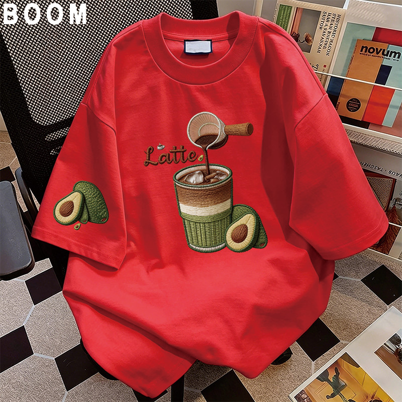 BOOM Áo thun nữ kiểu hàn quốc form rộng tay lỡ cổ tròn cotton Mát-Hè hot trend in cách dễ thương Áo phông form vừaV17